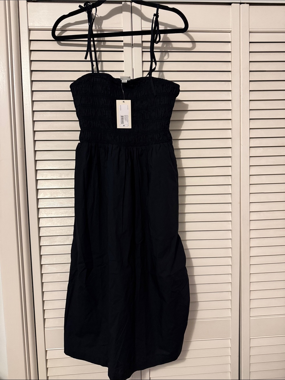 a new day Black Smocked Strap Midi Dress